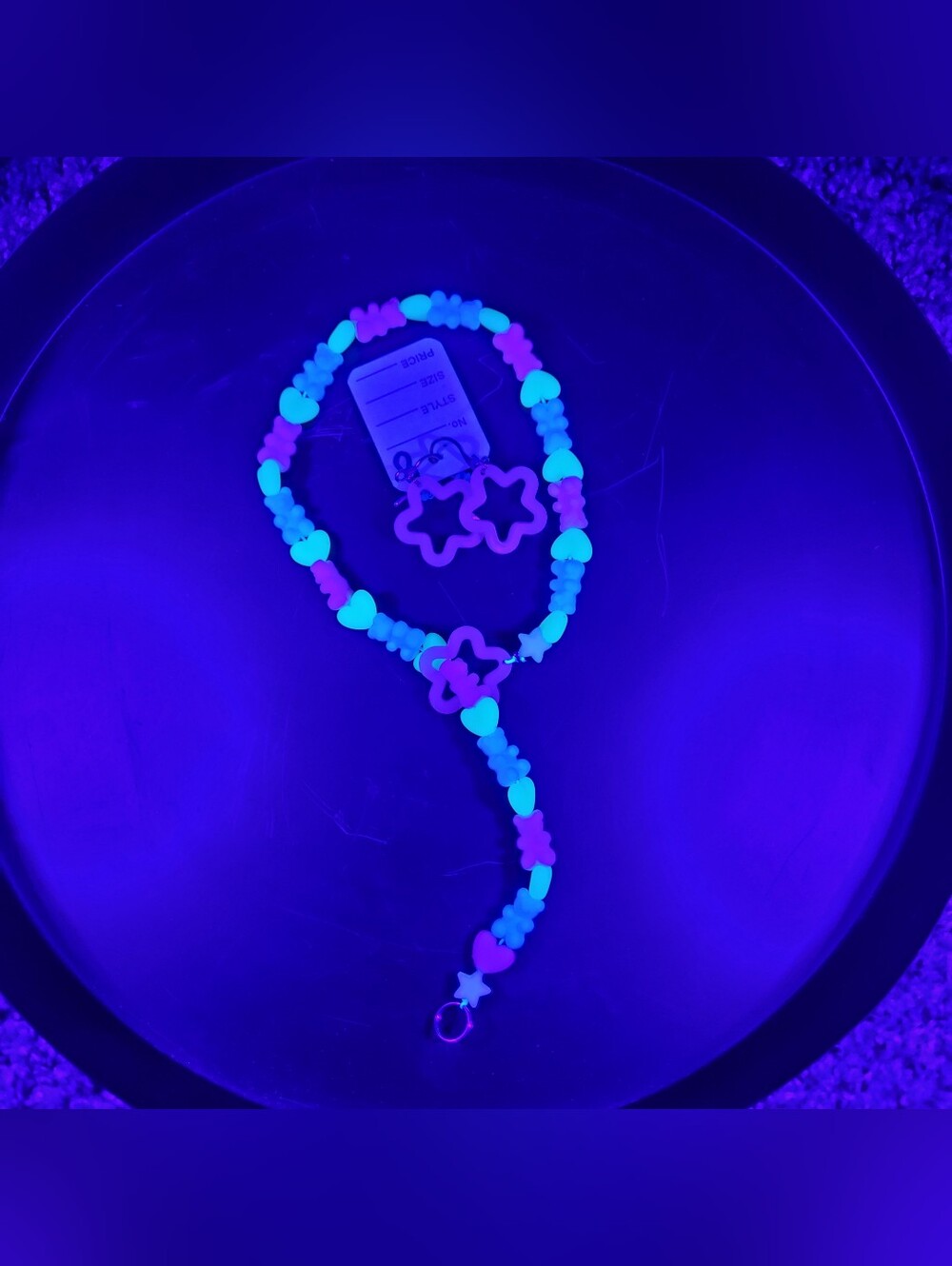 Rave 3 pc lariat drop star necklace, earrings (custom bundle Kandi Gummy Bears)